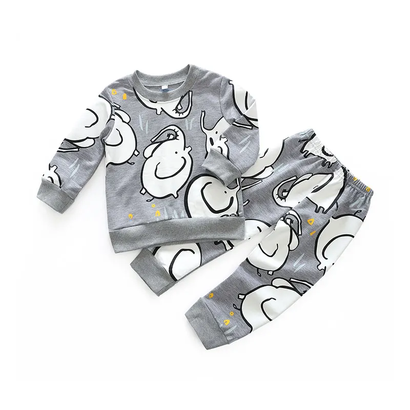 baby clothes 2018 newborn boys girls cotton set cartoon print pullover+trousers kids clothing sets casual style tracksuit | Детская