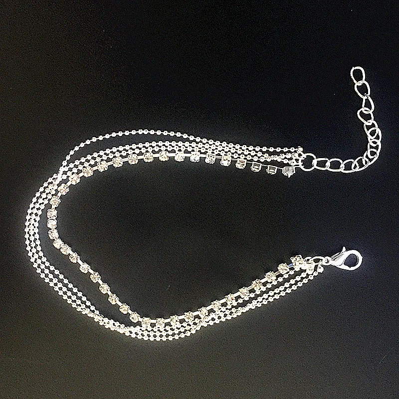 Шикарный Для женщин 4 слоя с украшением в виде кристаллов сандалии украшенные