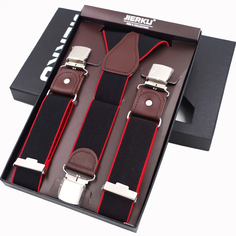 Мужские кожаные подтяжки на 3 клипсах 5x120 см|leather braces|mens suspendersbraces leather |