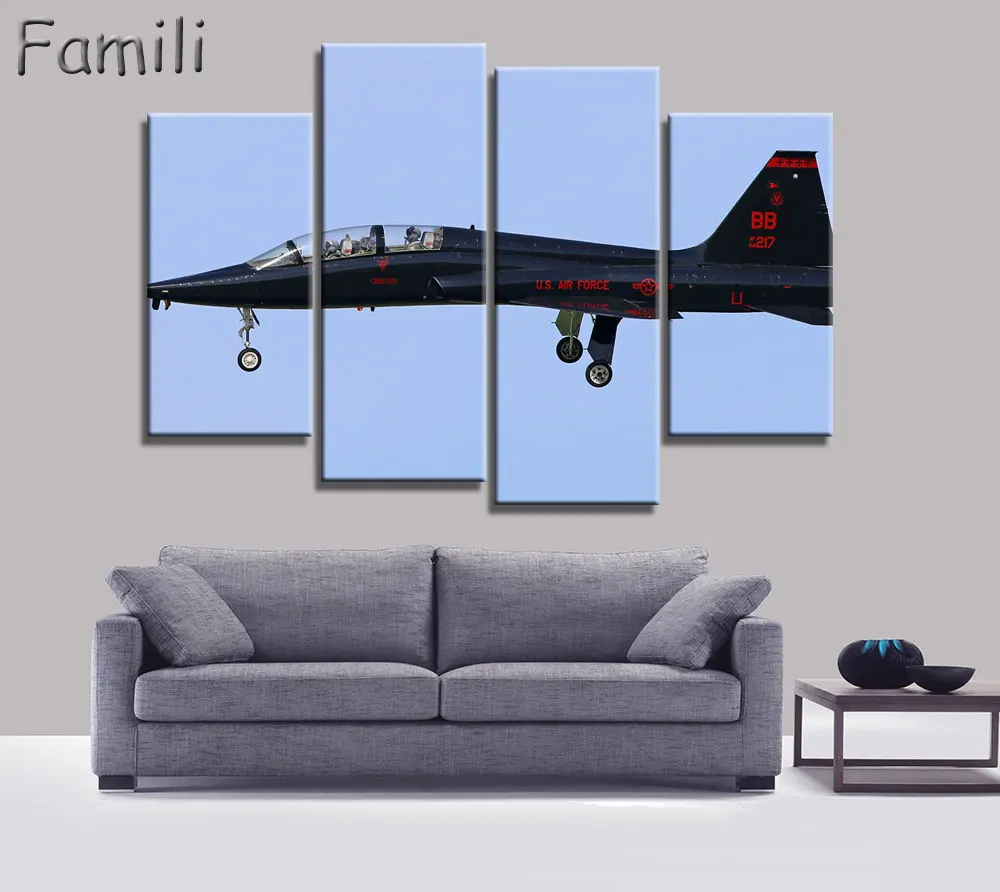 4 Pieces Painting Fighter Airplane Aircraft Model Wall Art Canvas Prints Modern Artwork Pictures for Living Room Unframed | Дом и сад
