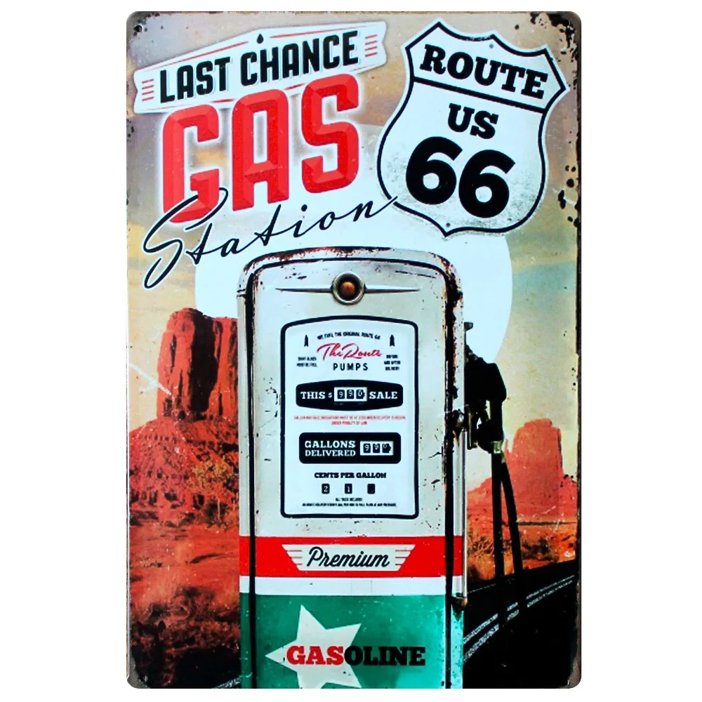 [Mike86] автозаправочная станция на трассе US 66 Новая металлическая доска Декор для