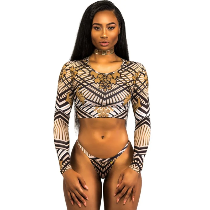 JWAINCKD 2018 New Rash Guards Women Surfing Swimming Suit Swimwear Long Sleeve Outdoor Sports Maillot Swimsuit Bikini Two Pieces | Спорт и