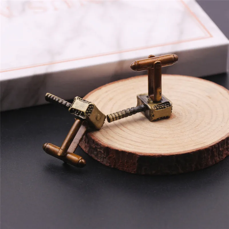 Металлические запонки Mar Thor Hammer,, Мстители, конечная съемка фильма, серия супергероев, запонки для мужчин, запонки для рубашки