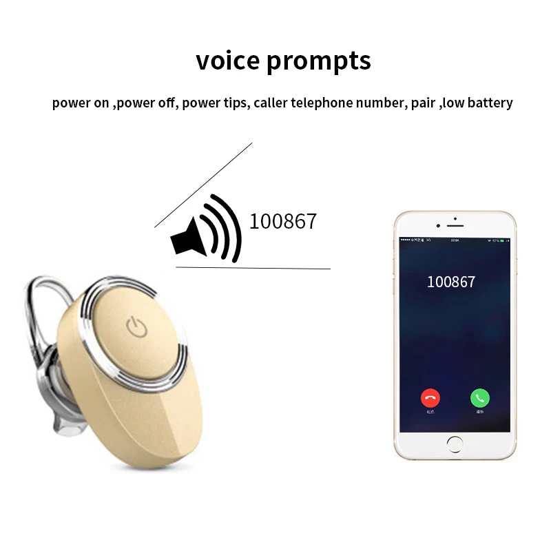 HOTR E6 Mini Bluetooth Earphone Stereo Sound In-ear Earbuds Wireless with MIC Voice Prompt Ear Book Free Answer Control | Электроника