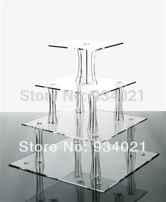 

Square 4 Tier Acrylic Wedding Cakes Display, Plexiglass Cake Rack Display