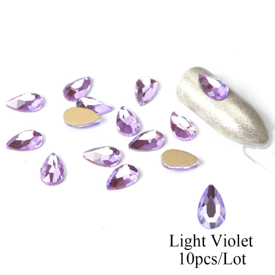 Light Violet 10 шт 3D Красочные Стразы капля ногтей Дизайн Золотой плоской основе алмазные гелевые Драгоценности для ногтей Аксессуары для маникюра TRA41 - Цвет: Light Violet