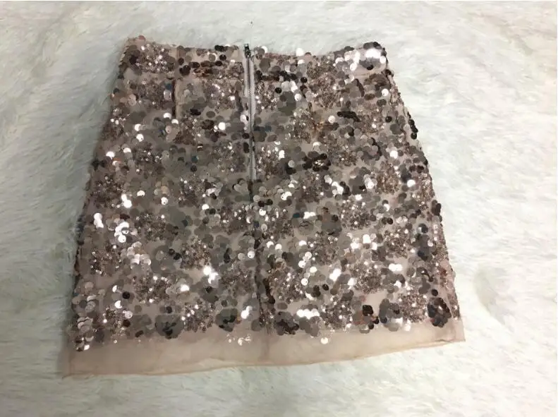 mesh patchwork skirt Women Sexy High Waist Party Glitter Mini Skirt Bodycon sequin back zipper Ladies Beach Skirts | Женская одежда