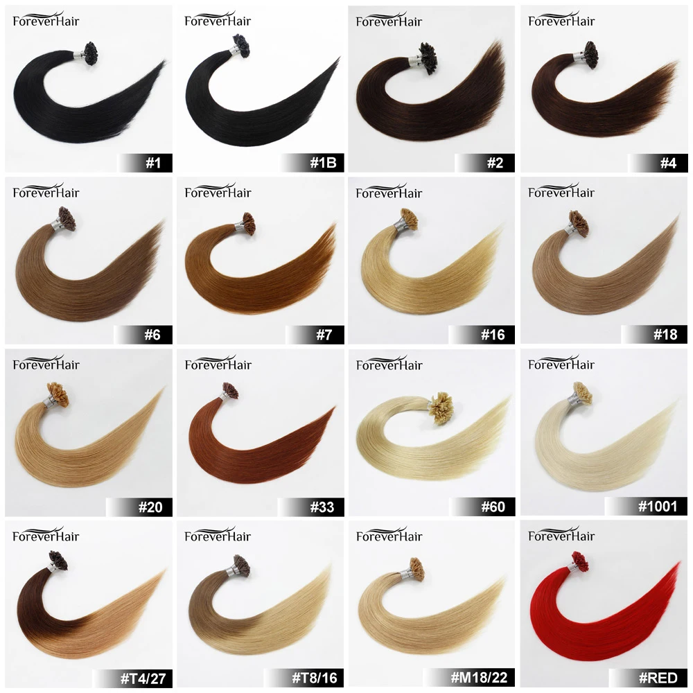 FOREVER HAIR 0,8 г/локон 1" 18" 2" Remy накладные человеческие волосы для наращивания, европейские человеческие кератиновые u-образные накладные волосы, 50 шт