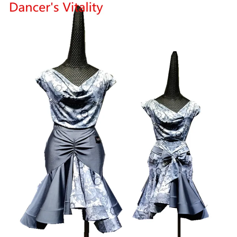

Adult Latin Dance Skirt Fashion Fishbone Skirts Dancing Practice Costumes Lady's Ballroom Waltz Tango Dance Performance Clothes