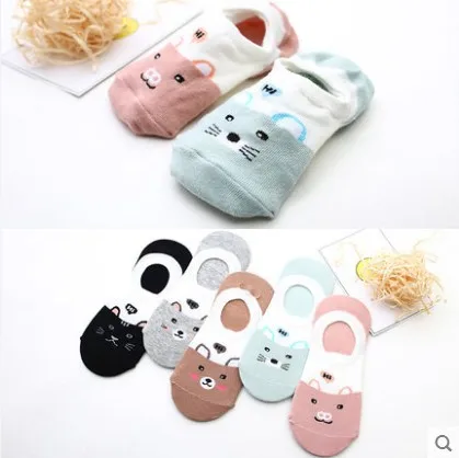 541 Socks 5 пар = 10 шт.; носки для детей с персонажами из мультфильмов Для женщин носки для девочек новые летние хлопковые незаметные носки с милыми животными для девочек безбортные носки Harajuku Дышащие носки - Цвет: 541 Socks