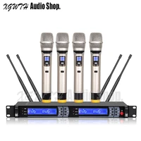 professional stage performance uhf wireless microphone system 4 antenna 4 dynamic cardioid karaoke handheld mic perfect sound