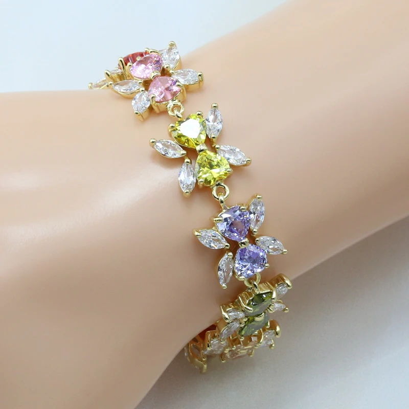 Для женщин Желтая Позолота Романтический завод Стиль кристалл браслет более