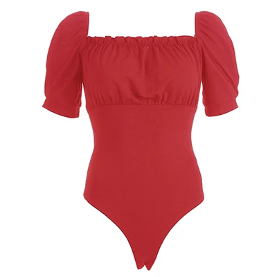 Red Bodysuit Rapwriter сексуальным вырезом на спине и кружевными вставками на платформе и устойчивом каблуке, со шнуровкой и квадратным воротником в стиле "Лолита" Стиль боди Для женщин с коротким Расклешенным рукавом боди с открытой промежностью - Цвет: Red Bodysuit