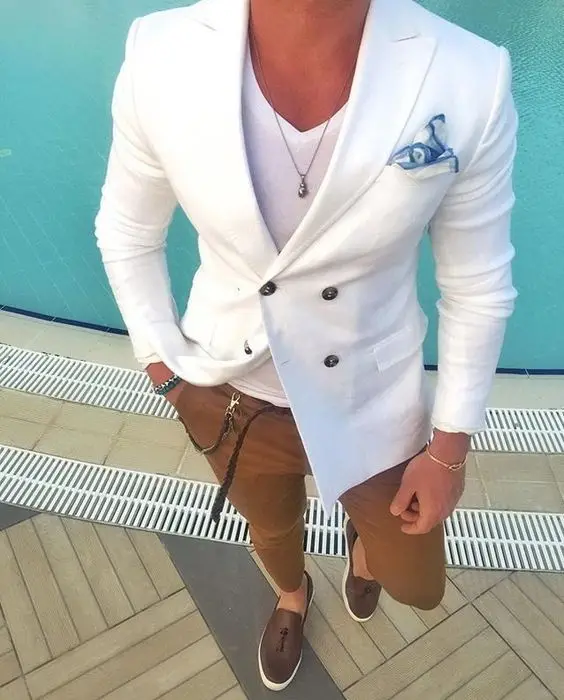 Мужской Блейзер Белый двубортный 2017|latest coat pant designs|double breasted mens suittuxedo custom |