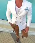Мужской двубортный пиджак, белый облегающий смокинг, 2017