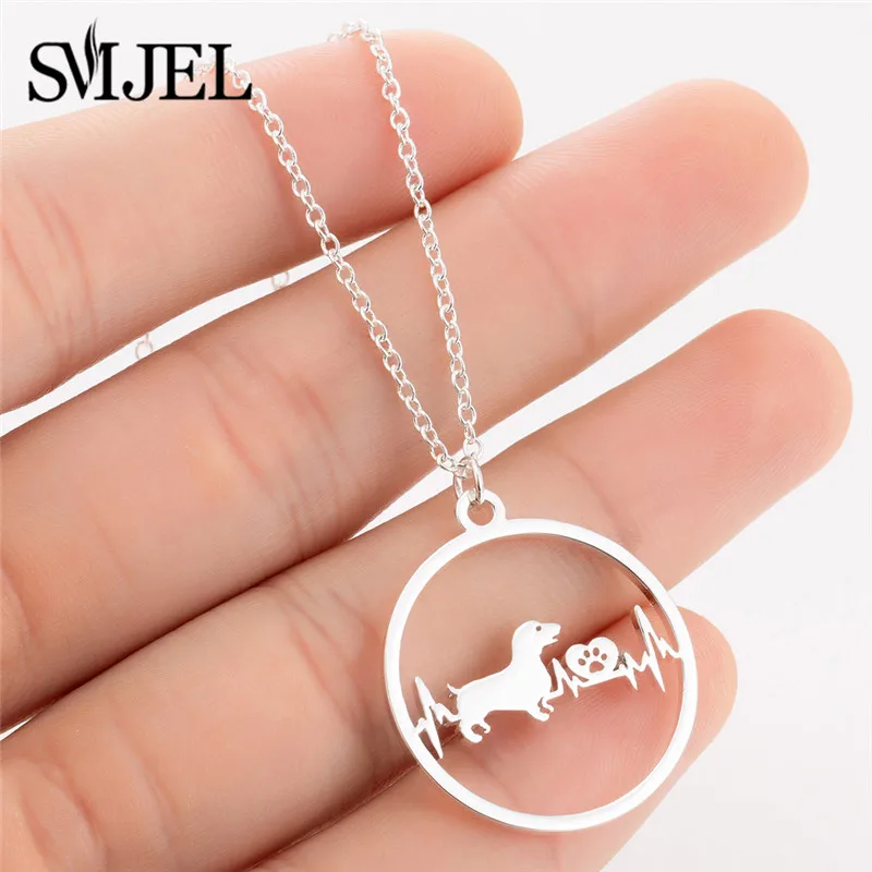 XL550 SMJEL, Трендовое ожерелье с собачкой, колье, новинка, нержавеющая сталь, сердцебиение, щенок, французский бульдог, ожерелье, ювелирные аксессуары, колье для женщин - Окраска металла: XL550