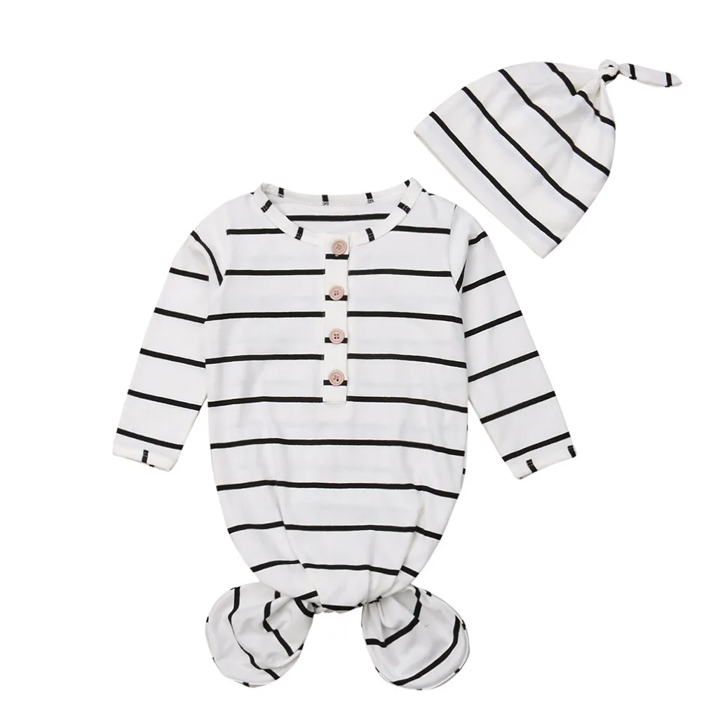Newborn Baby Boy Girl Stripe Crib Sleeping Bag Wrap Swaddle Hat Clothes Set | Детская одежда и обувь