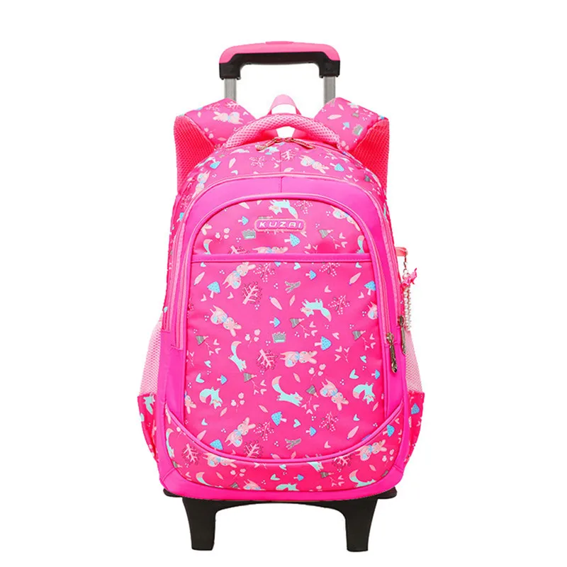 rose red 2 wheels Новые съемные детские школьные сумки с 2/6 колесами для девочек, рюкзак на колесах, Детская сумка на колесах, рюкзак для путешествий - Цвет: rose red 2 wheels