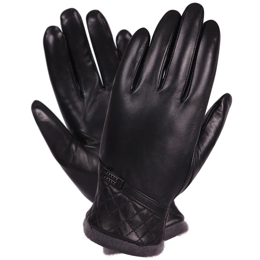 Men'S New Leather Gloves Winter Warm Plus Velvet Thick Windproof Touch Screen Sheepskin Gloves M18009NC-5