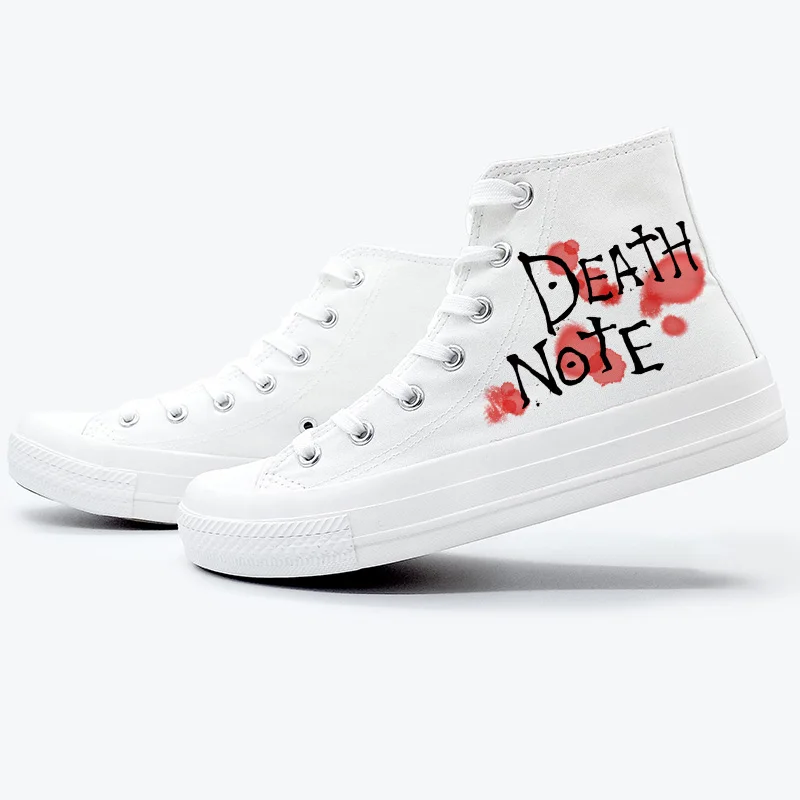 The Death Note/Мужская обувь с высоким берцем; парусиновая обувь; женские кроссовки; Цвет белый; Женская обувь в стиле аниме; повседневная обувь на резиновой подошве