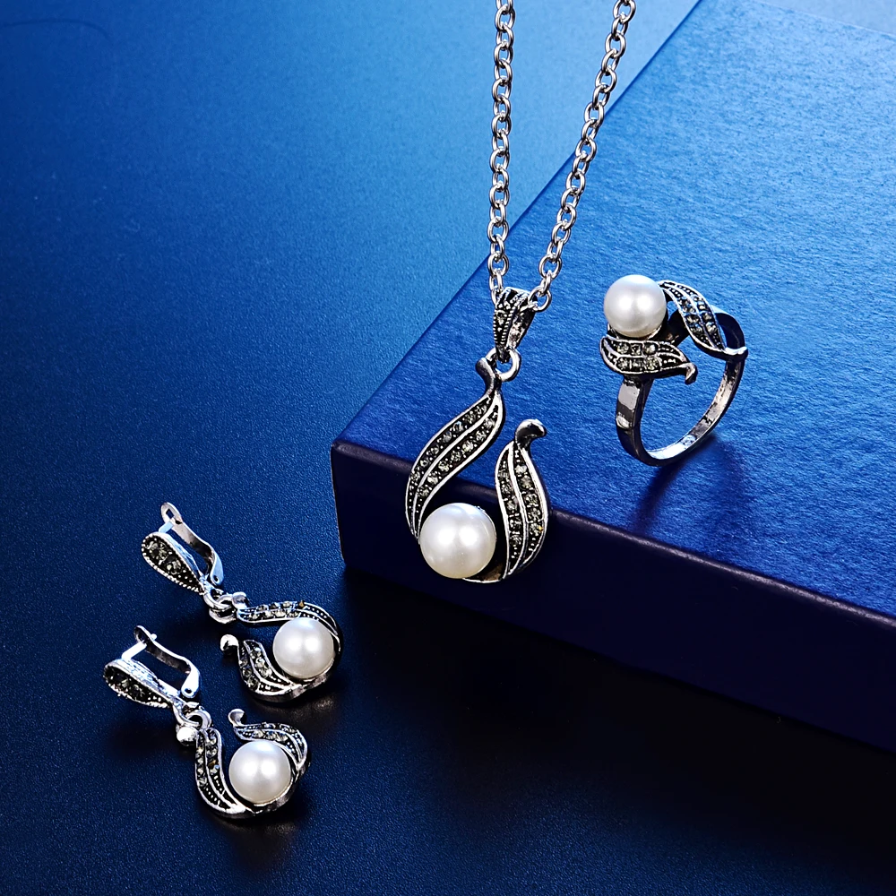 Модные женские Подарочные ювелирные наборы с искусственным жемчугом винтажный