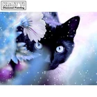 Полноразмерная Алмазная 5D картина сделай сам, вышивка крестиком с изображением животного, черного кота, искусственный подарок