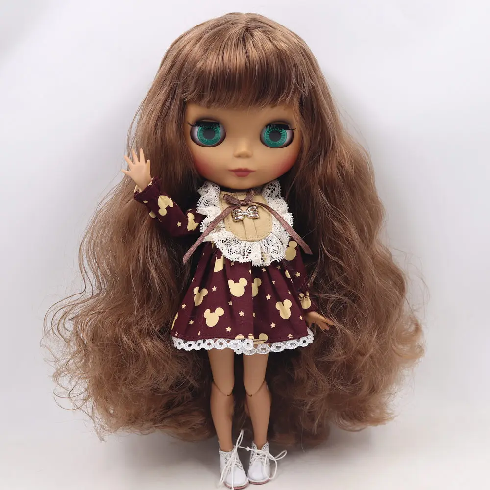 Ледяной DBS Blyth кукольные нет. BL9158 каштановые волосы с челкой шарнирное тело черная