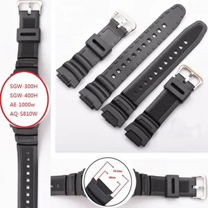 Ремешок Mr Neng черный силиконовый для часов, сменный ремешок для SGW-300H, SGW-400H, AE-1000w, AQ-S810W, водонепроницаемый, для спортивного вождения