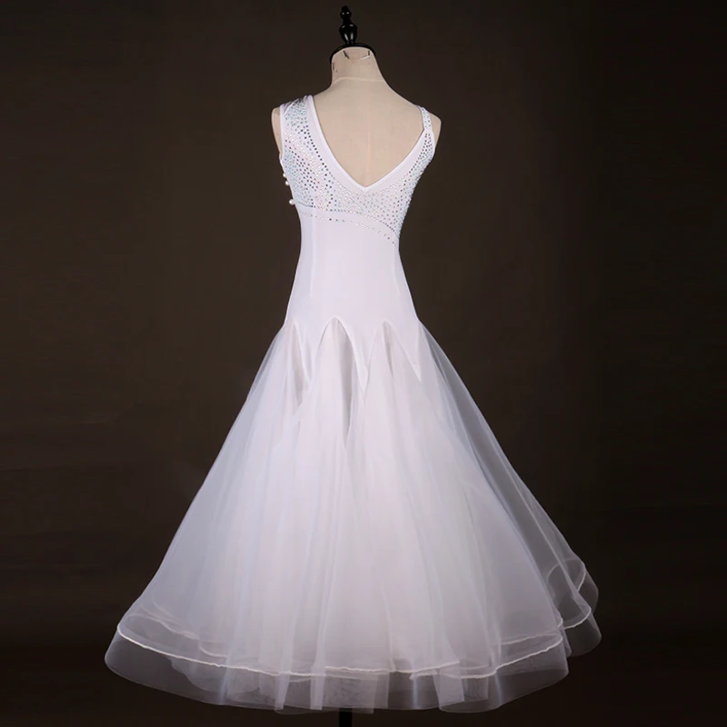 Ballroom Competition Dance Dresses Women White diamond Waltz Tango Dancing Costume Lady's Cheap Standard Dress | Тематическая