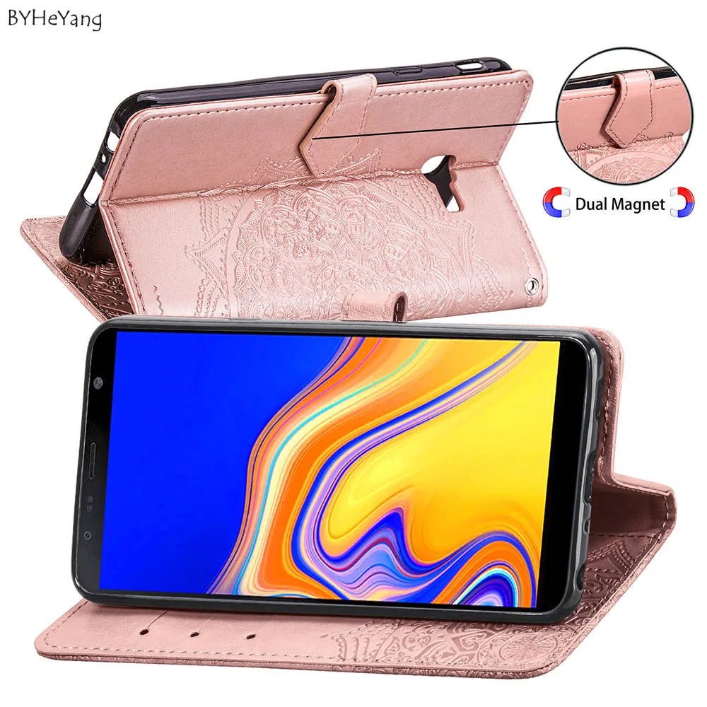 BYHeYang для samsung Galaxy J4 CORE кожаный чехол книжка с функцией кошелька Чехол Мягкий