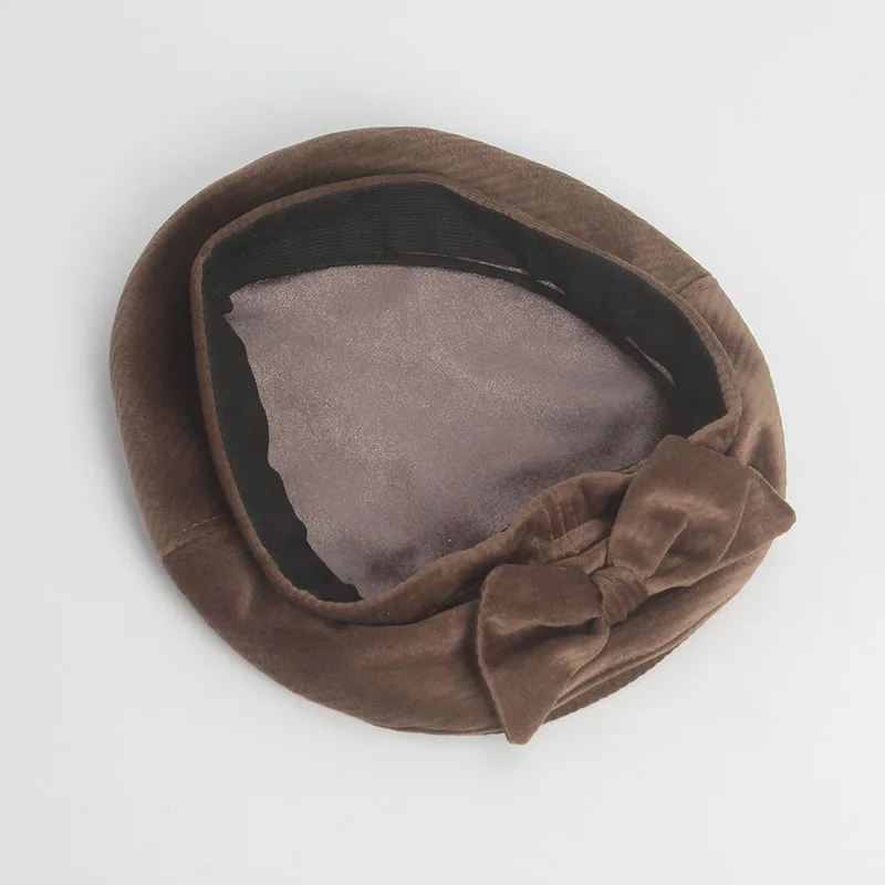 Женский Бархатный берет ROSELUOSI с бантом женский милый однотонный шапка для осени и