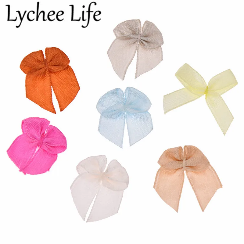 Lychee Life 72 шт. атласная мини-лента с бантом однотонная шелковая лента украшение для