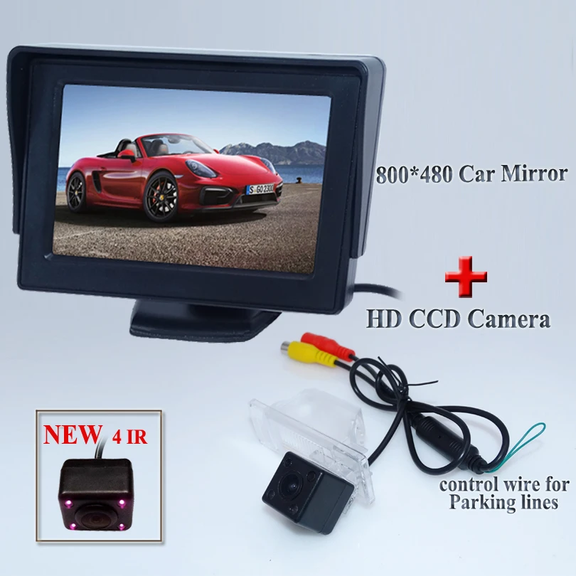 

car reversing monitor 4.3"+4 ir car rearview camera bring ccd image lens higest night vision for Nissan X-Trail