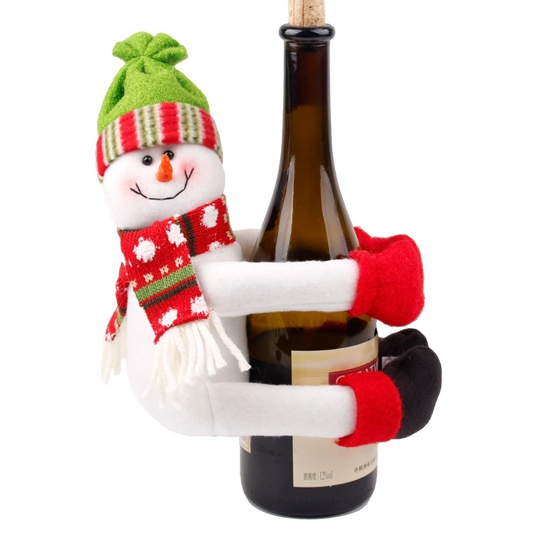 Snowman Large FENGRISE, Рождественская Крышка для бутылки вина Noel, украшения, рождественский подарок,, шапка Санта Клауса, крышка для бутылки, Рождественский Декор - Цвет: Snowman Large