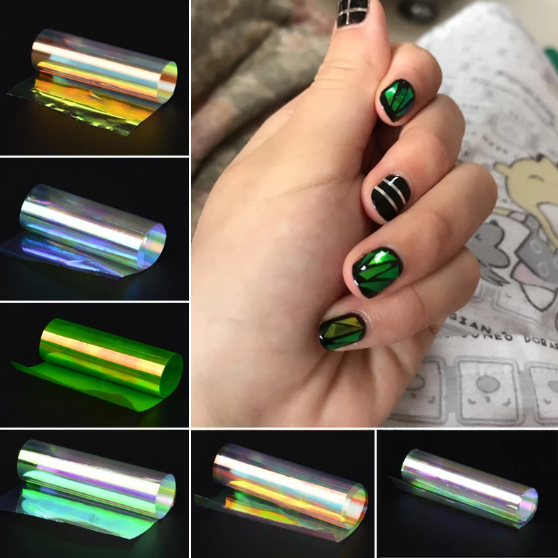 

6 Different Colors/Pack Broken Glass Pieces Mirror Foil Tips Stencil Decal Nail Art decorations Sticker Cute DIY Tools