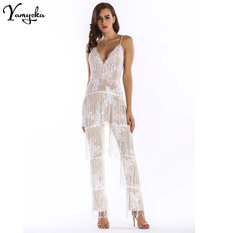 

Sexy Rompers Womens New Arrivals Jumpsuit for Women Sequins Patchwork Summer Elegant Bandages Club Party Bodysuit Overalls 2020