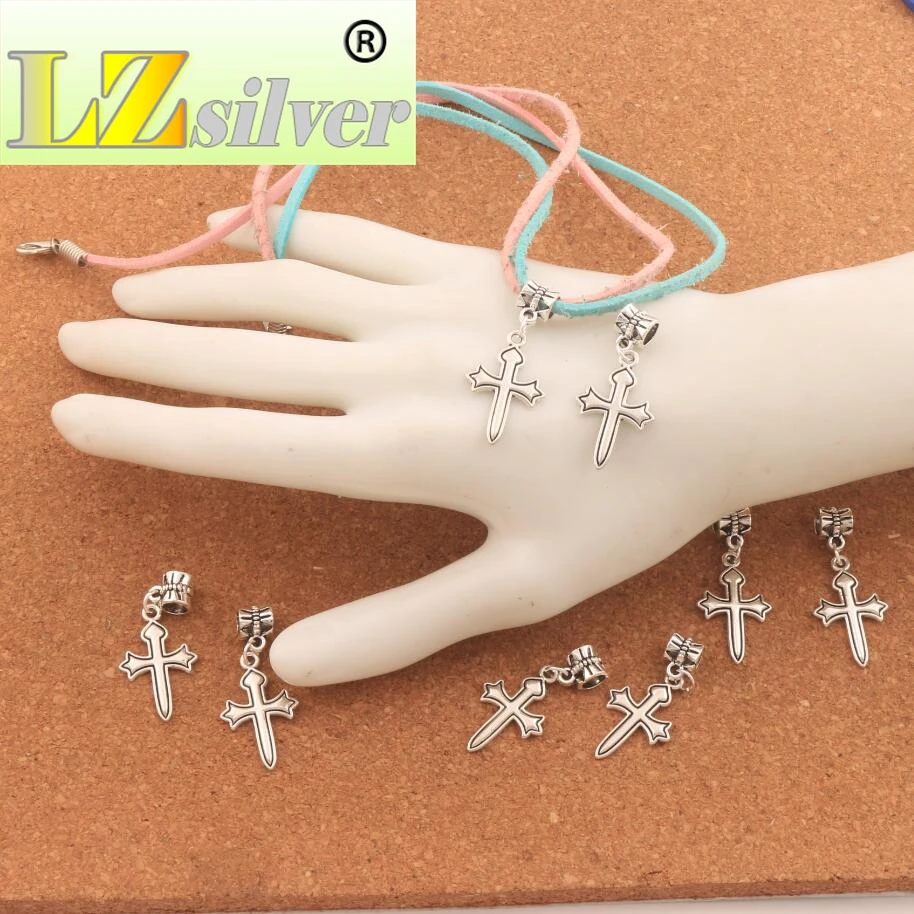 

Sword Heart Cross Big Hole Beads 16.3x36.9mm 100PCS zinc alloy Fit European Charm Bracelets Jewelry DIY B471
