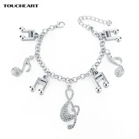 toucheart gold crystal musical note charm bracelets bangle for women silver couple vintage jewelry adjustable bracelet sbr160020