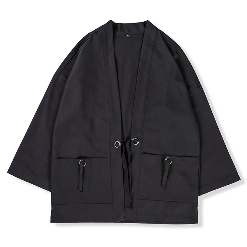 Мужской Свободный кардиган повседневная хлопковая куртка-кимоно в стиле хип-хоп