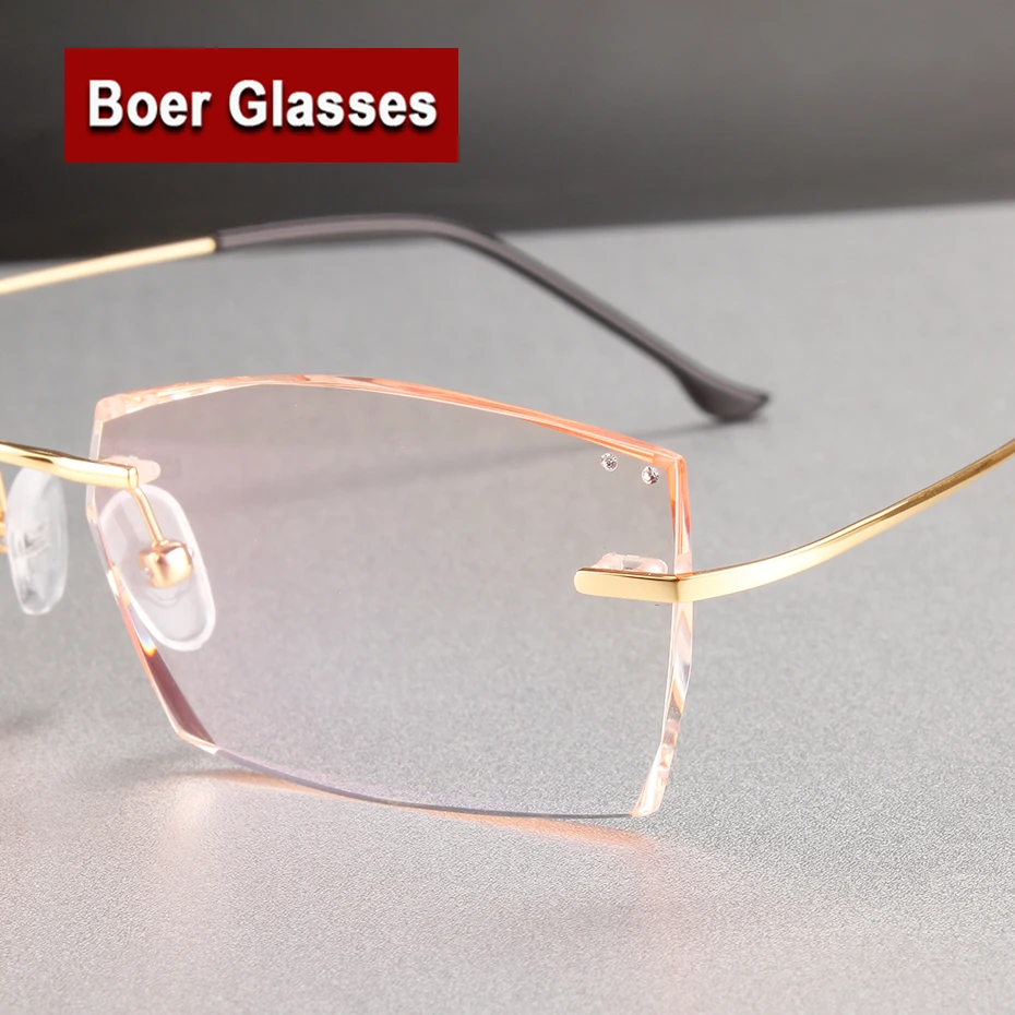 Очки мужские без оправы из чистого титана для близорукости|rimless eyewear frames|eyewear
