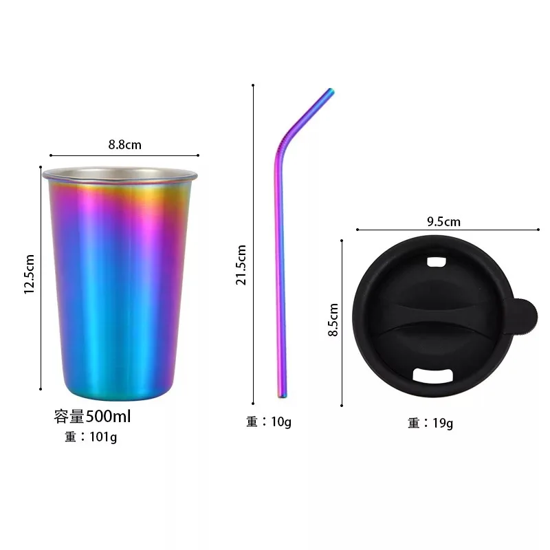 

Reusable stainless steel coffee cup with lid , travel mug with straws