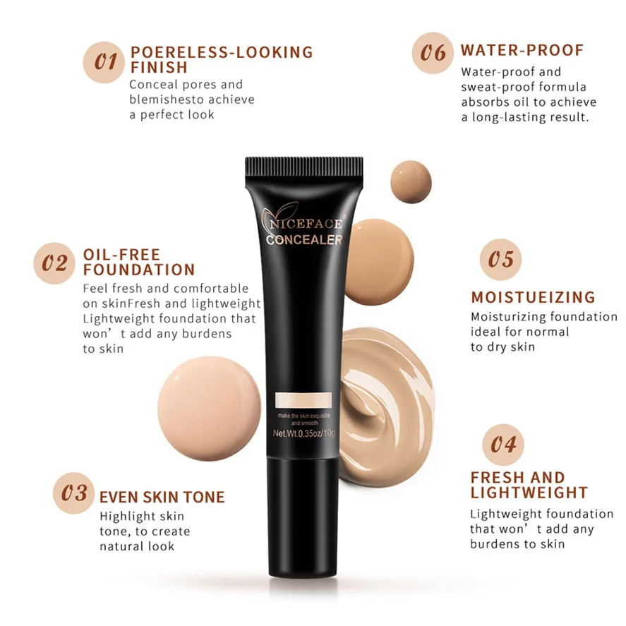 New Waterproof Cosmetic Concealer Cream NICEFACE 1PC Makeup Liquid Foundation Moisturizing BB 0109#30 | Красота и здоровье