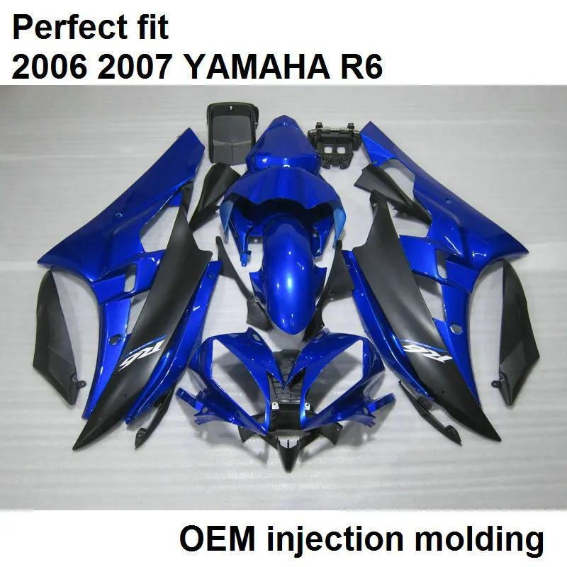 100% подходят для литья под давлением Обтекатели Yamaha YZF R6 2006 2007 темно-синий черный