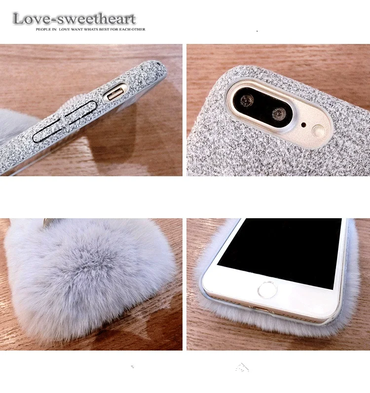 Роскошный мех кролика чехол для iPhone X XS MAX XR 6 6S 7 8Plus 11 Pro MAX Ring Bracket Stand Case Furry Shell TPU плюшевый чехол для телефона