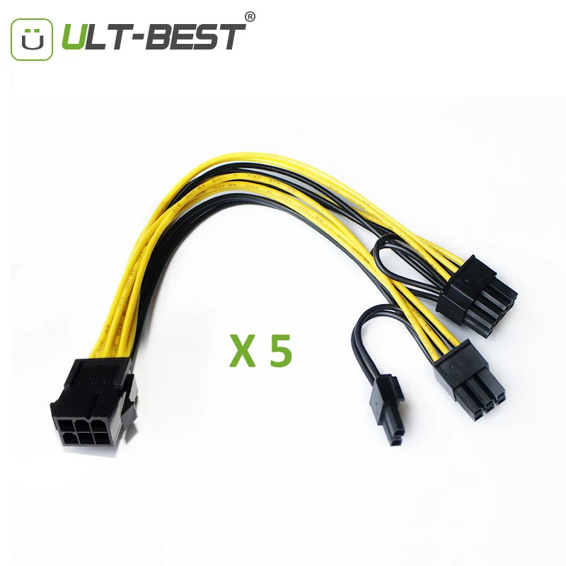 ULT Best 5 шт./лот PCI E PCIE 6P гнездо на 2 порта двойной 8pin 6 + p Male GPU Graphics видеокарта Майнер