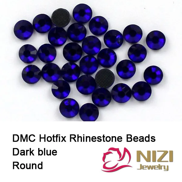 

Strass Crystal And Stones For Garments Accessories DMC Dark Blue Hotfix Rhinestones Round Glass Flatback Diamonds DIY Decoration