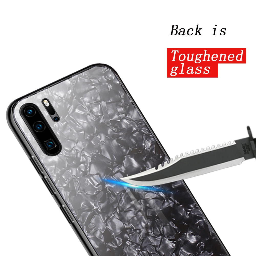 Задняя крышка из закаленного стекла для Huawei P30 20 10 Pro Plus Mate Bling Conch Глянцевая