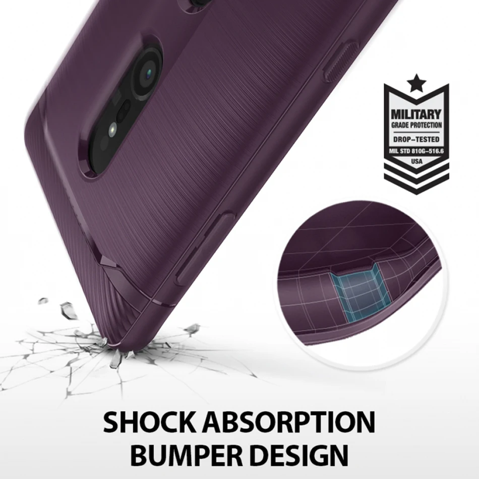 Original Ringke Onyx Flexible Sleek TPU Brushed Steel Finish Shock Absorption Case for Sony Xperia XZ2/2 Compact |