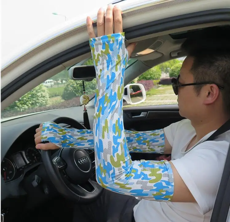 

Men and women's summer long sunscreen glove lady's mesh breathable camouflage glove unisex driving gloves arm sleeve R193