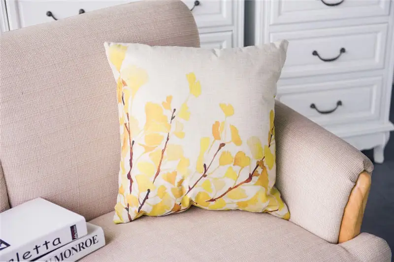 Желтые листья листьев пшеницы осенний искусство Диван Чехлы Бросьте Наволочку